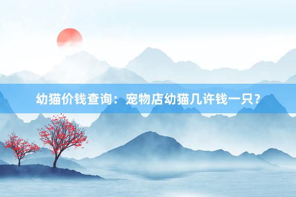 幼猫价钱查询:宠物店幼猫几许钱一只?